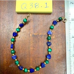 Vintage 14K Gold FILLED Beaded Stone Bracelet 7.5” Long